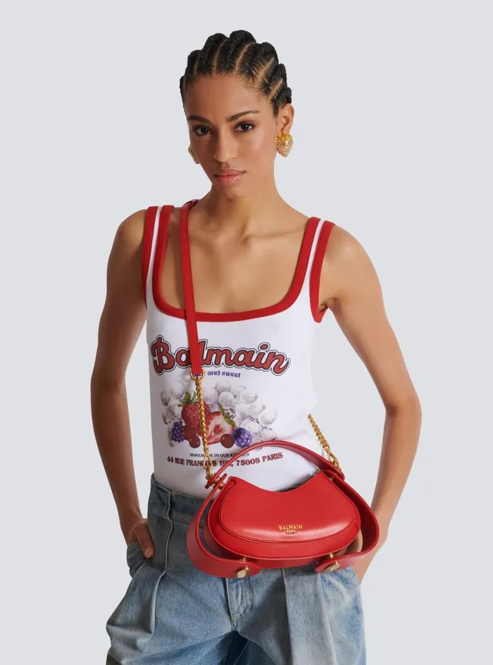 Small Jolie Madame Bag In Box Leather Red Women Balmain Handbags