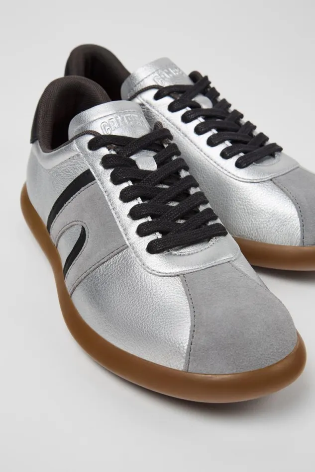 Sneakers Women Camper Pelotas Soller Silverblack Leather Sneakers