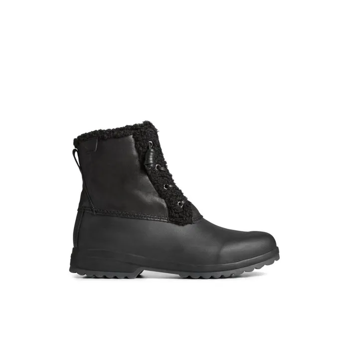 Sperry Maritime Repel Teddy Trim Snow Boot Black Women Boots