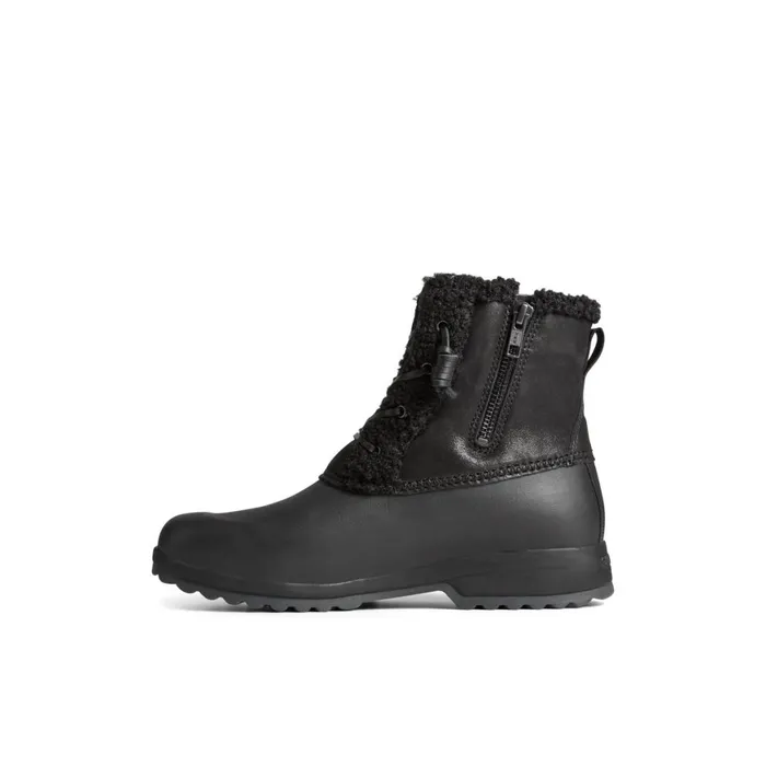 Sperry Maritime Repel Teddy Trim Snow Boot Black Women Boots