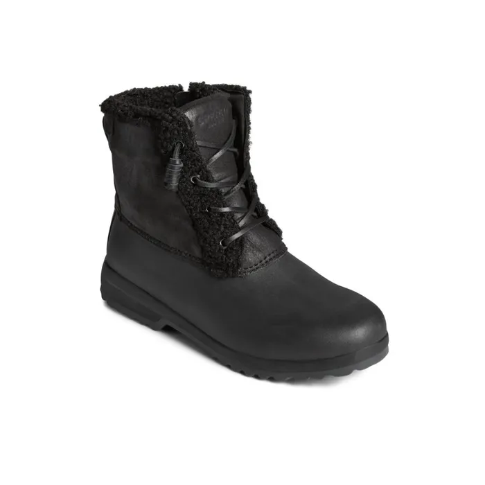 Sperry Maritime Repel Teddy Trim Snow Boot Black Women Boots