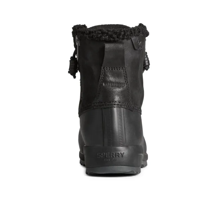 Sperry Maritime Repel Teddy Trim Snow Boot Black Women Boots