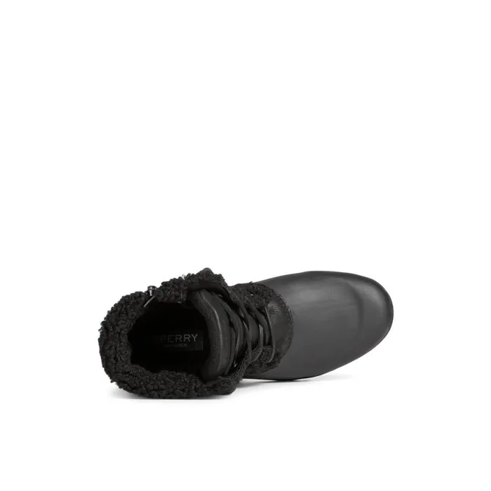 Sperry Maritime Repel Teddy Trim Snow Boot Black Women Boots