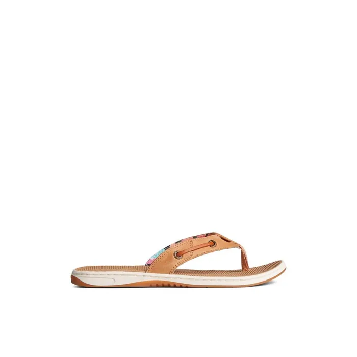 Sperry Seafish Leather Flip Flop Medium Beige Women Sandals