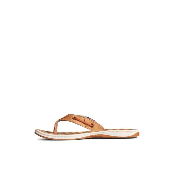 Sperry Seafish Leather Flip Flop Medium Beige Women Sandals
