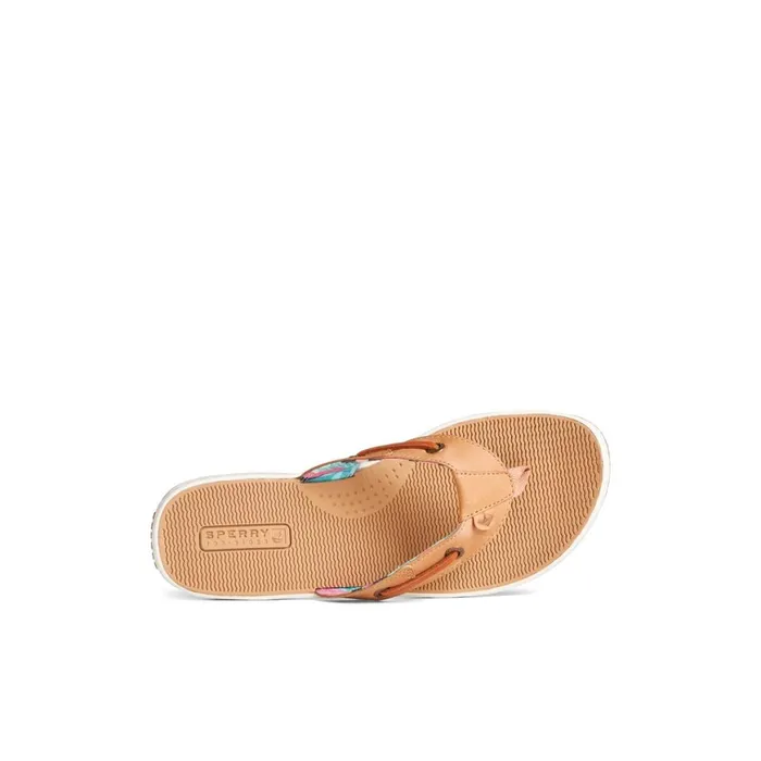 Sperry Seafish Leather Flip Flop Medium Beige Women Sandals