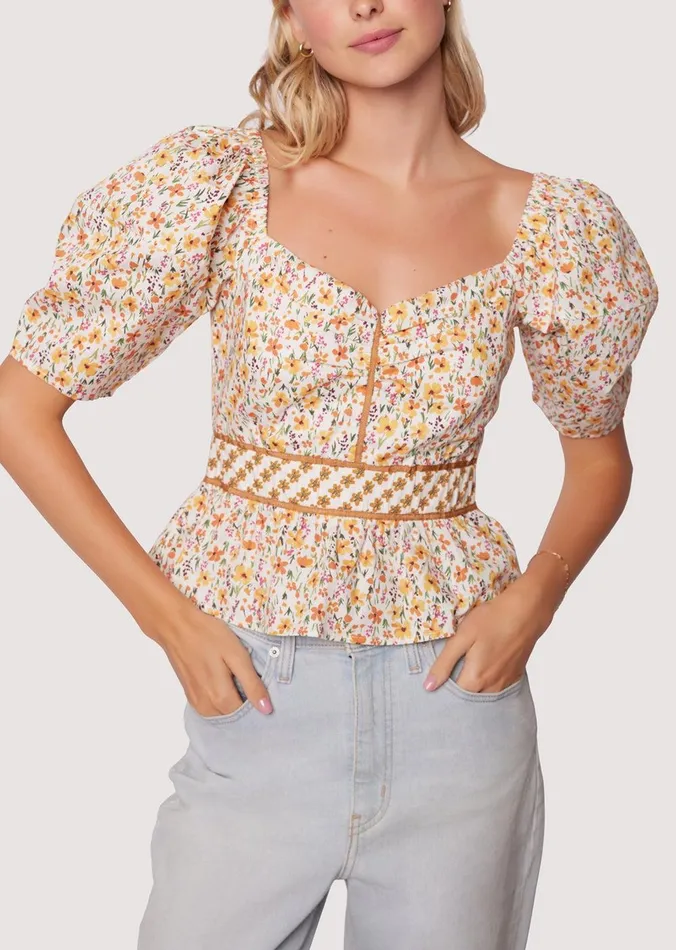 Spring Sunrise Top Yellowmultifloral Women Lost Wander Tops
