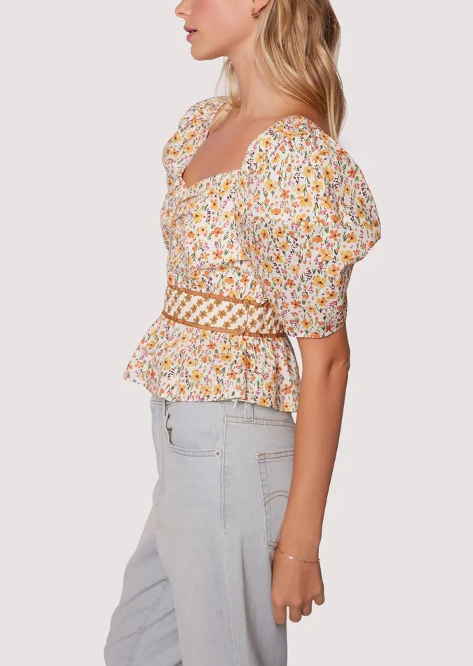 Spring Sunrise Top Yellowmultifloral Women Lost Wander Tops