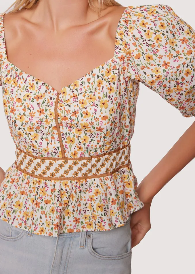 Spring Sunrise Top Yellowmultifloral Women Lost Wander Tops
