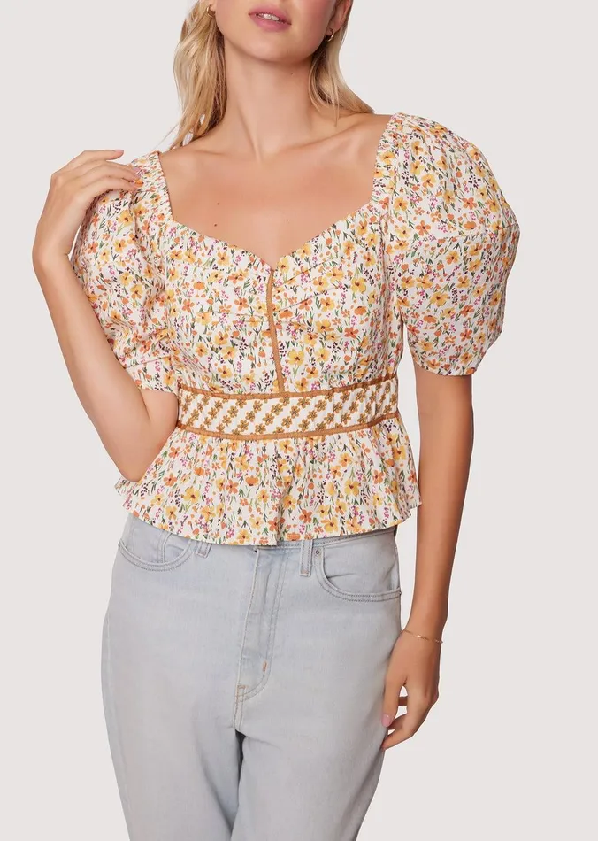 Spring Sunrise Top Yellowmultifloral Women Lost Wander Tops