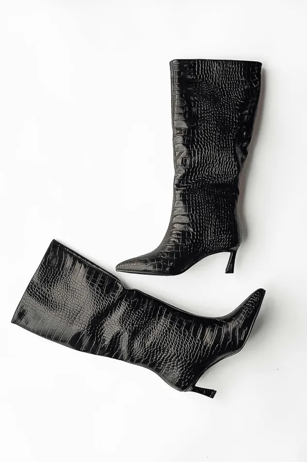 Steve Madden Leather Lavan Boots Black Women Bohme Shoes