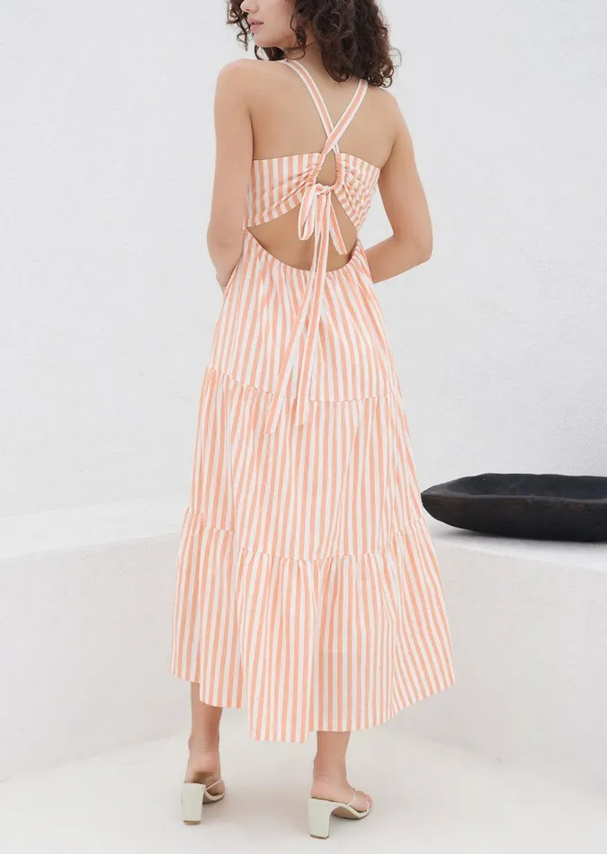 Sunset Stripe Maxi Dress Whiteorangestripe Women Lost Wander Dresses
