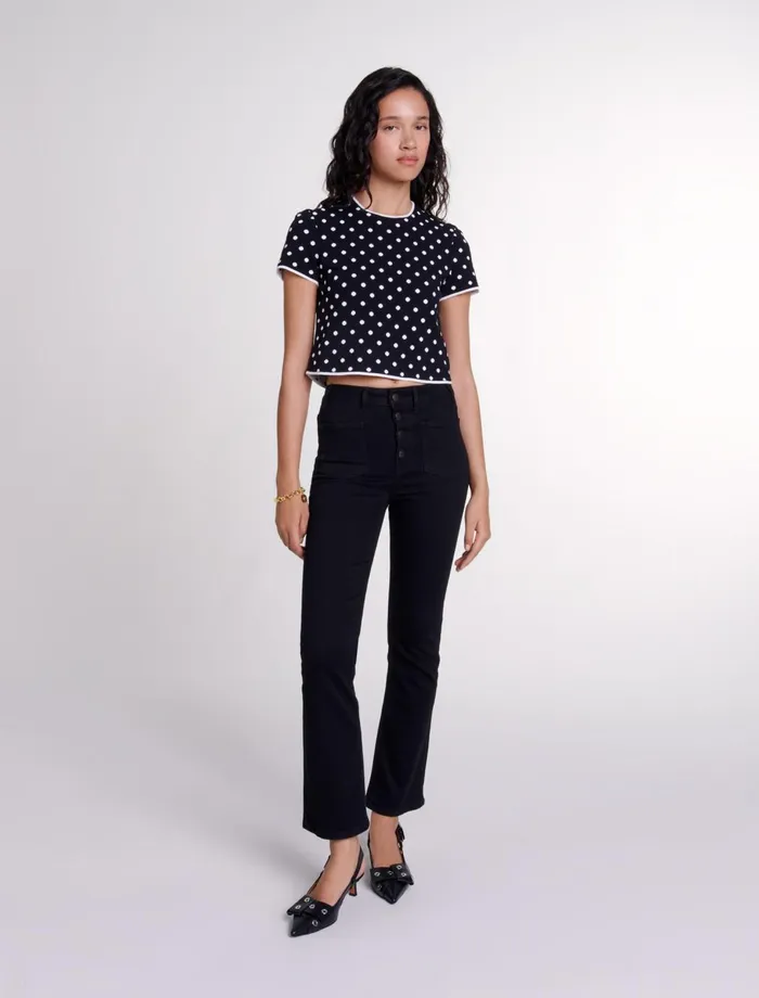 Sweaters and Cardigans Women Maje Fancy Knit Top Blackwhite