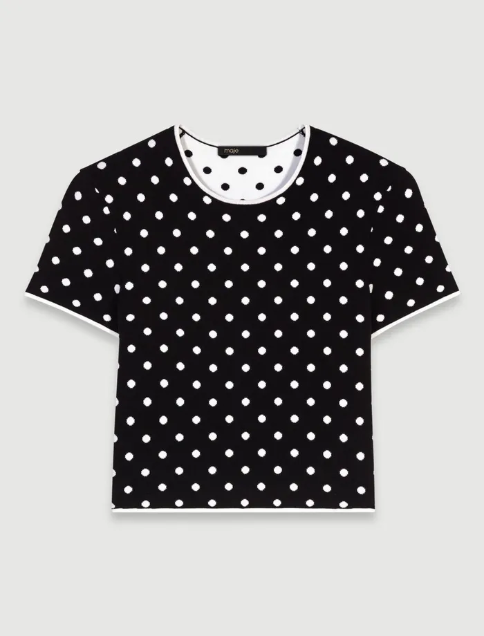 Sweaters and Cardigans Women Maje Fancy Knit Top Blackwhite