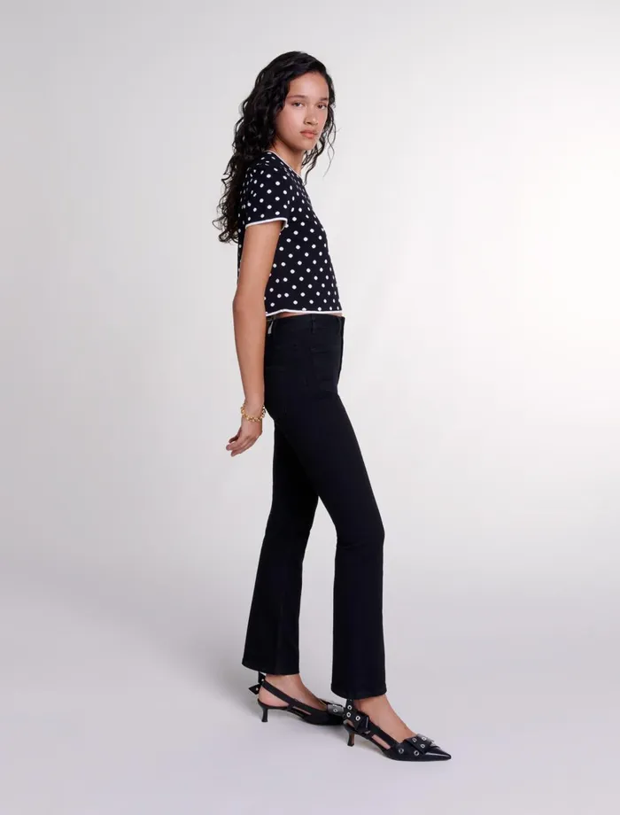 Sweaters and Cardigans Women Maje Fancy Knit Top Blackwhite