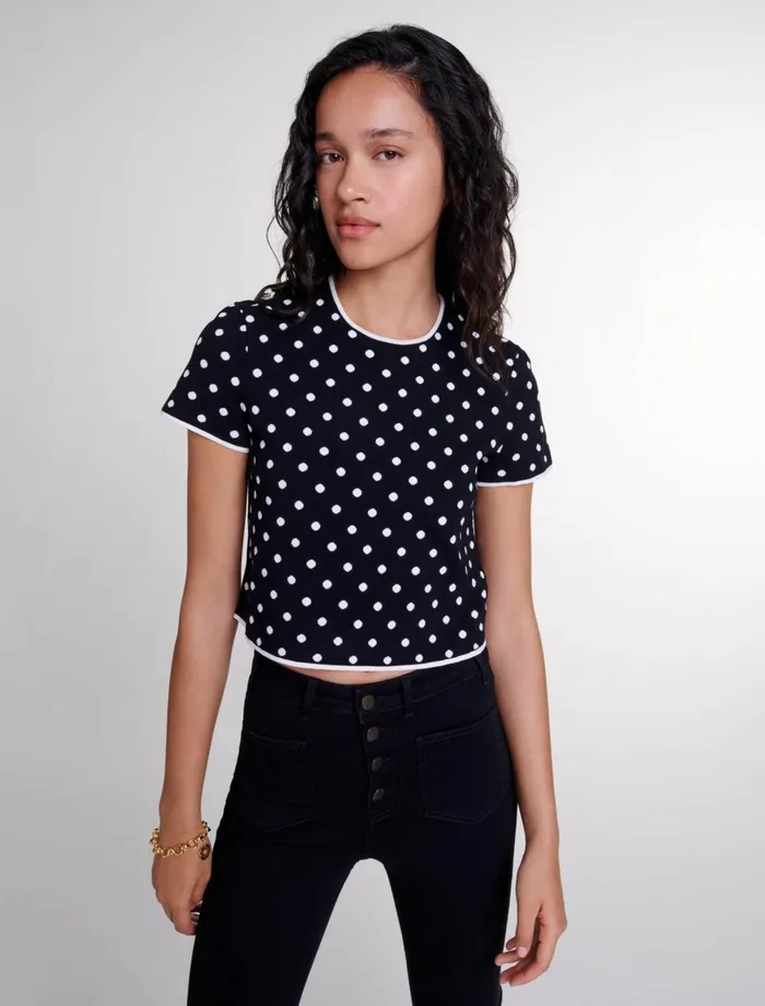 Sweaters and Cardigans Women Maje Fancy Knit Top Blackwhite