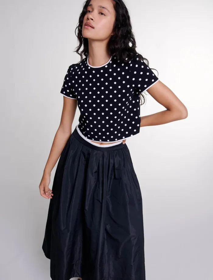 Sweaters and Cardigans Women Maje Fancy Knit Top Blackwhite