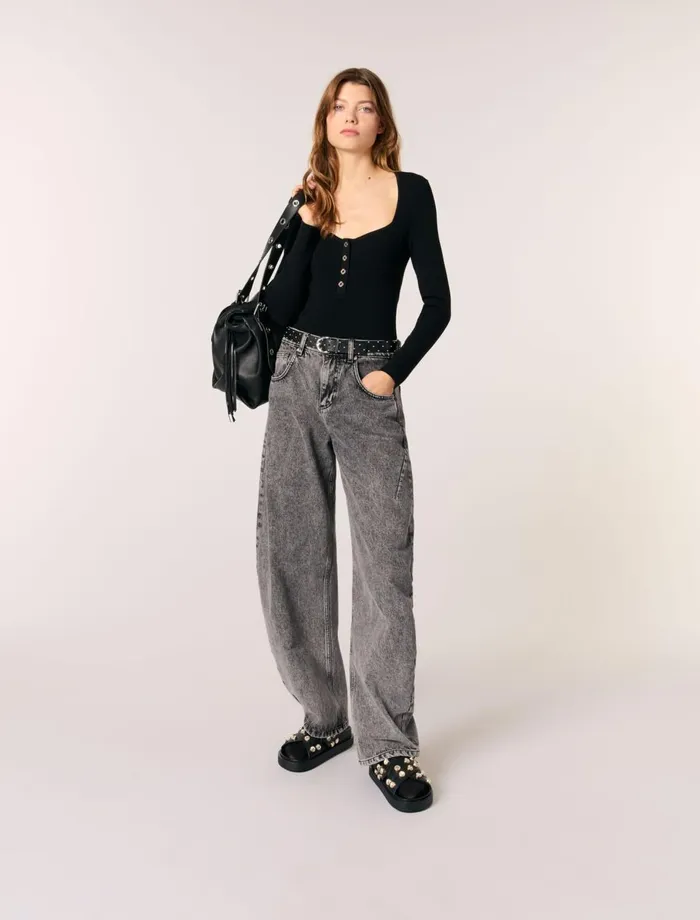 Sweaters and Cardigans Women Maje LowNeck Rib Knit Jumper Black