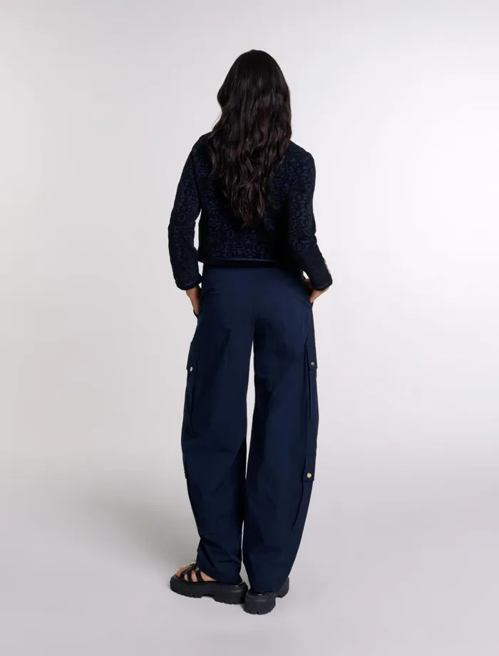 Sweaters and Cardigans Women Maje Velvet Knit Cardigan Blacknavy