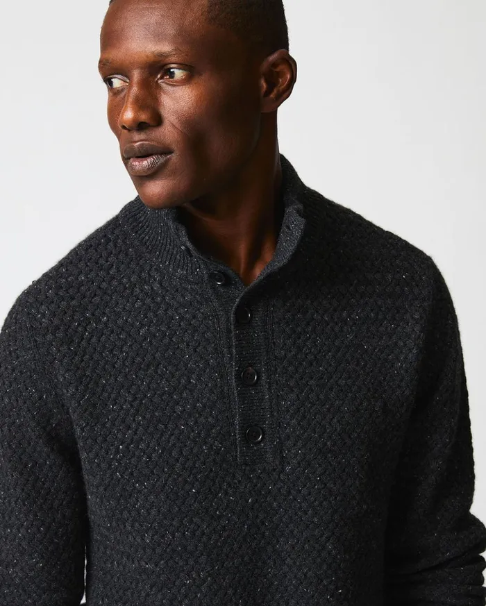 Sweaters and Sweatshirts Men Billy Reid Cashmere Basketweave Pullover Charcoal