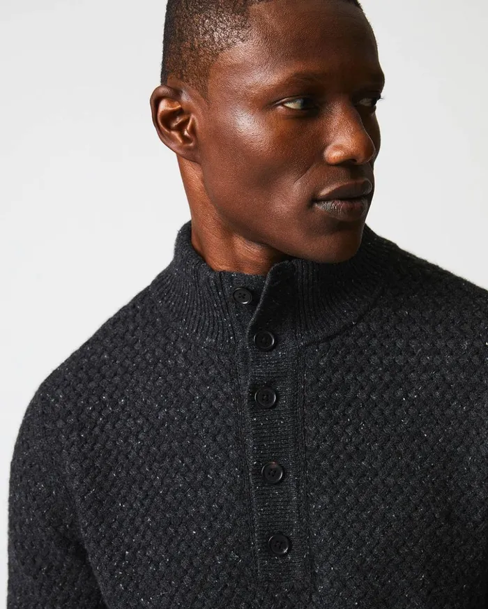 Sweaters and Sweatshirts Men Billy Reid Cashmere Basketweave Pullover Charcoal
