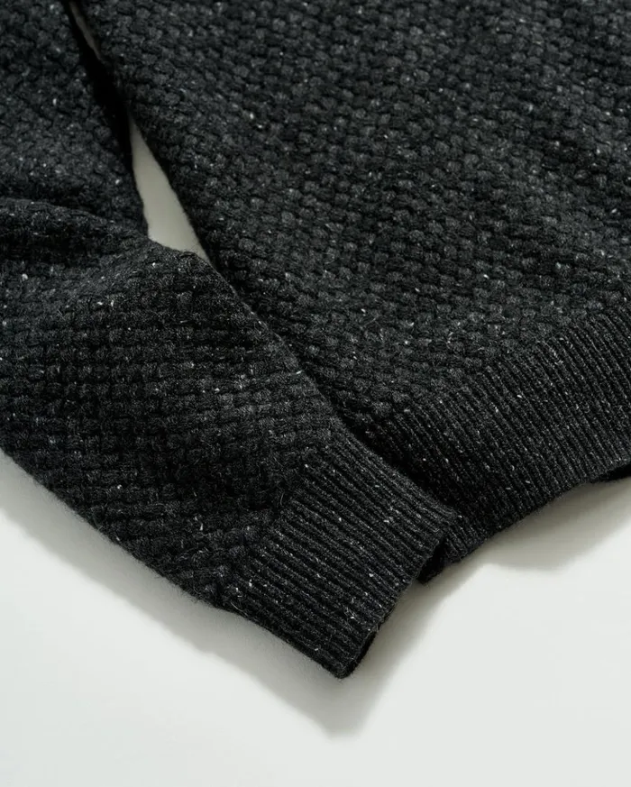 Sweaters and Sweatshirts Men Billy Reid Cashmere Basketweave Pullover Charcoal