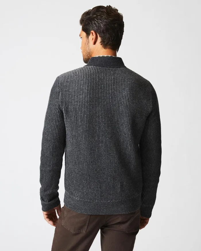 Sweaters and Sweatshirts Men Billy Reid Fisherman Rib Half Zip Charcoalgrey