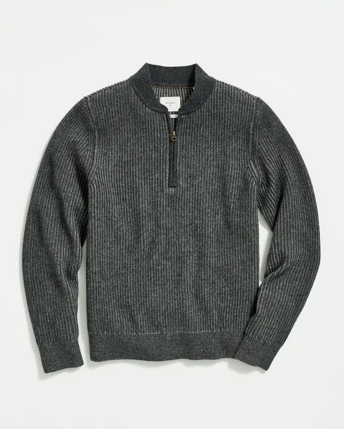 Sweaters and Sweatshirts Men Billy Reid Fisherman Rib Half Zip Charcoalgrey