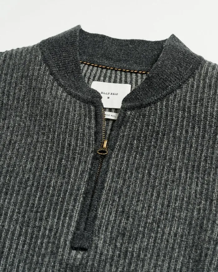 Sweaters and Sweatshirts Men Billy Reid Fisherman Rib Half Zip Charcoalgrey