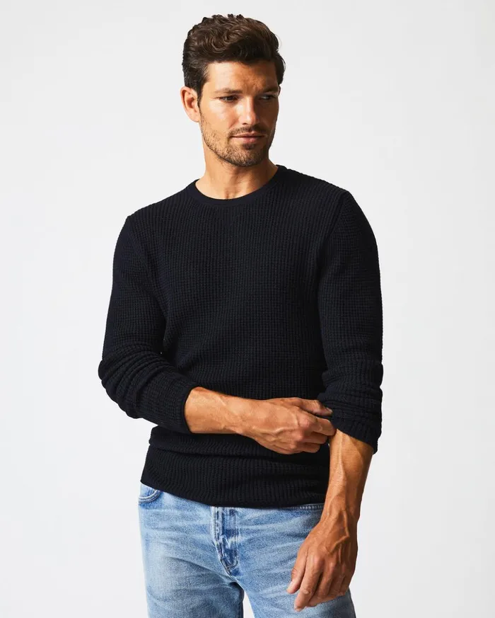 Sweaters and Sweatshirts Men Billy Reid Mini Waffle Crew Midnight