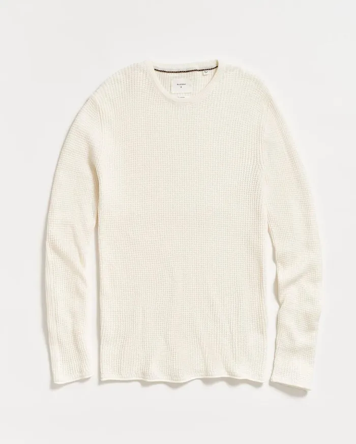 Sweaters and Sweatshirts Men Billy Reid Mini Waffle Crew White