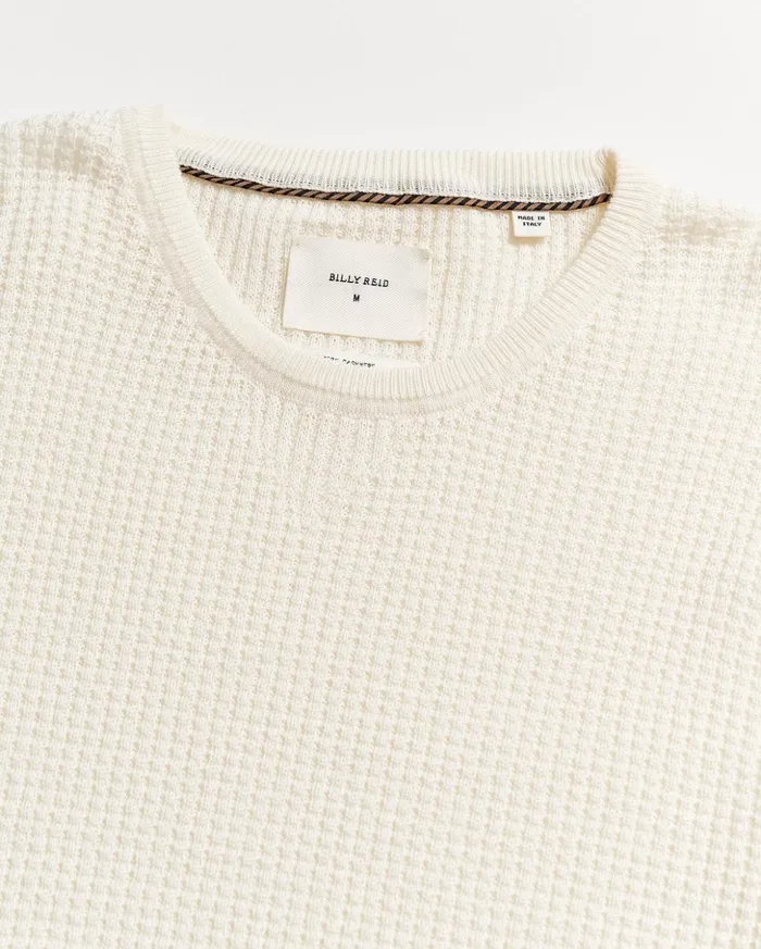 Sweaters and Sweatshirts Men Billy Reid Mini Waffle Crew White