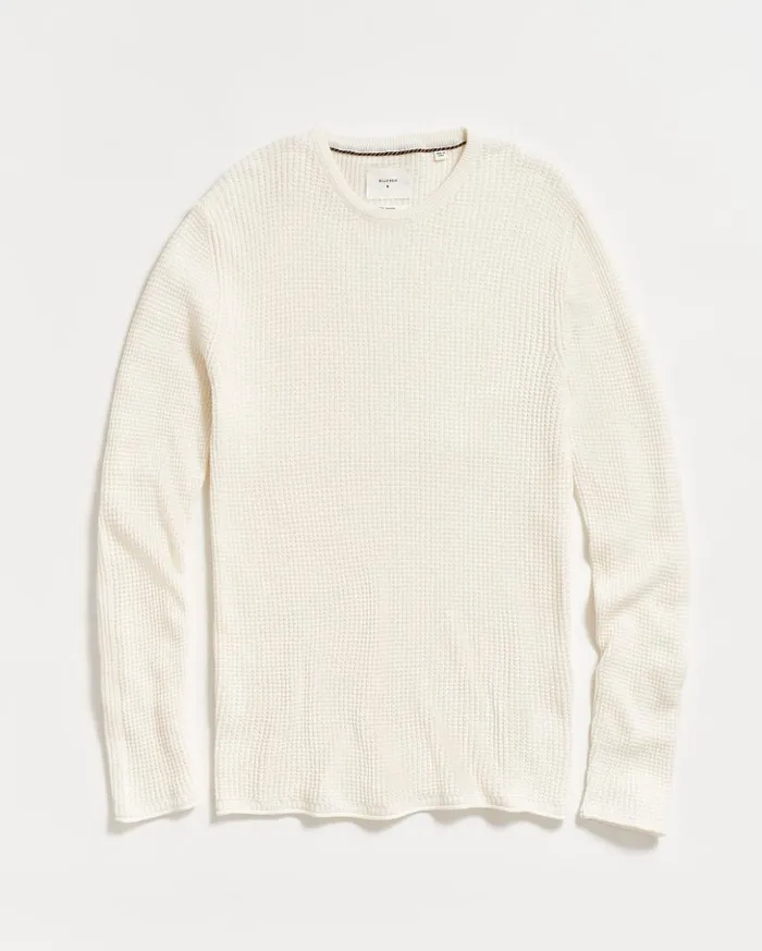Sweaters and Sweatshirts Men Billy Reid Mini Waffle Crew White