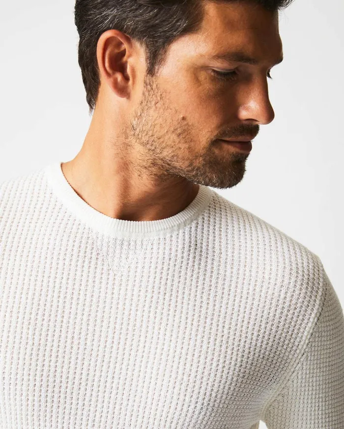 Sweaters and Sweatshirts Men Billy Reid Mini Waffle Crew White