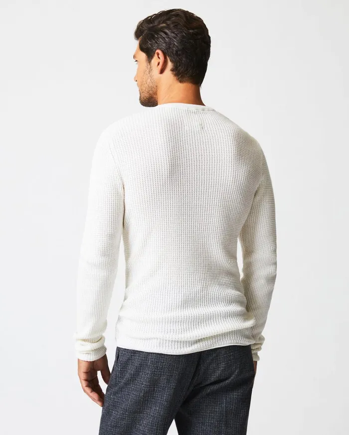 Sweaters and Sweatshirts Men Billy Reid Mini Waffle Crew White