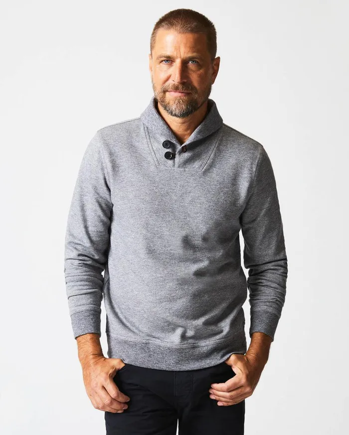 Sweaters and Sweatshirts Men Billy Reid Mouline Shawl Pullover Medium Grey