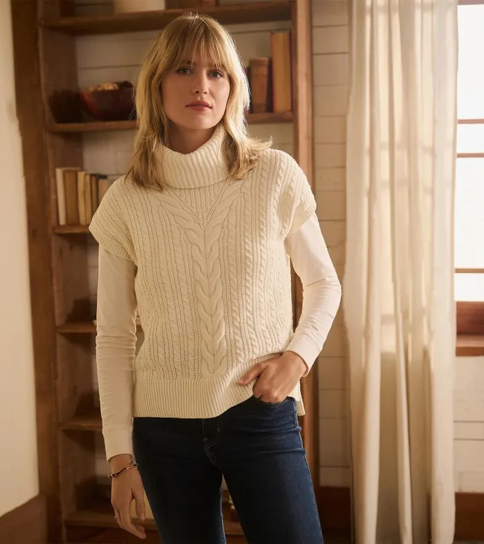 Sweaters Women Hatley Cable Knit Vest 8211 Winter White