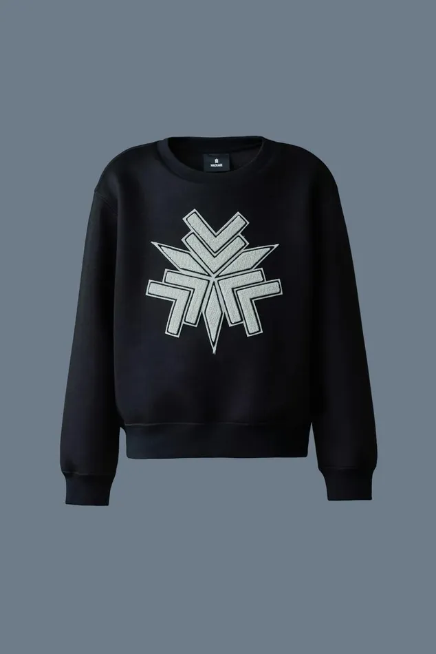 Sweatshirts and Sweatpants Kids Mackage SAWYERSF Doubleface Jersey Snowflake Sweater For Kids 814 Years Black
