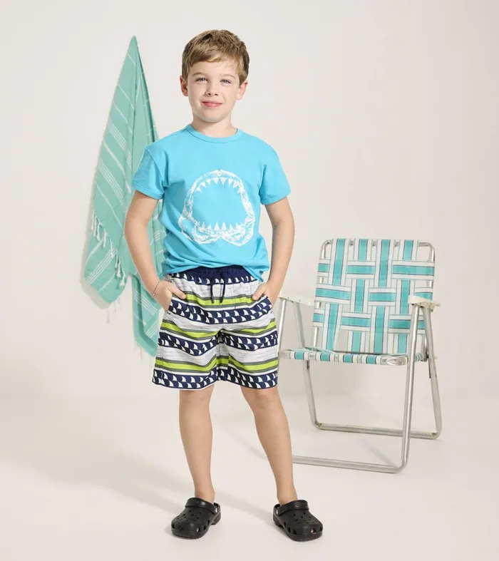Swimwear Boys Hatley Boys Fins And Stripes Swim Trunks