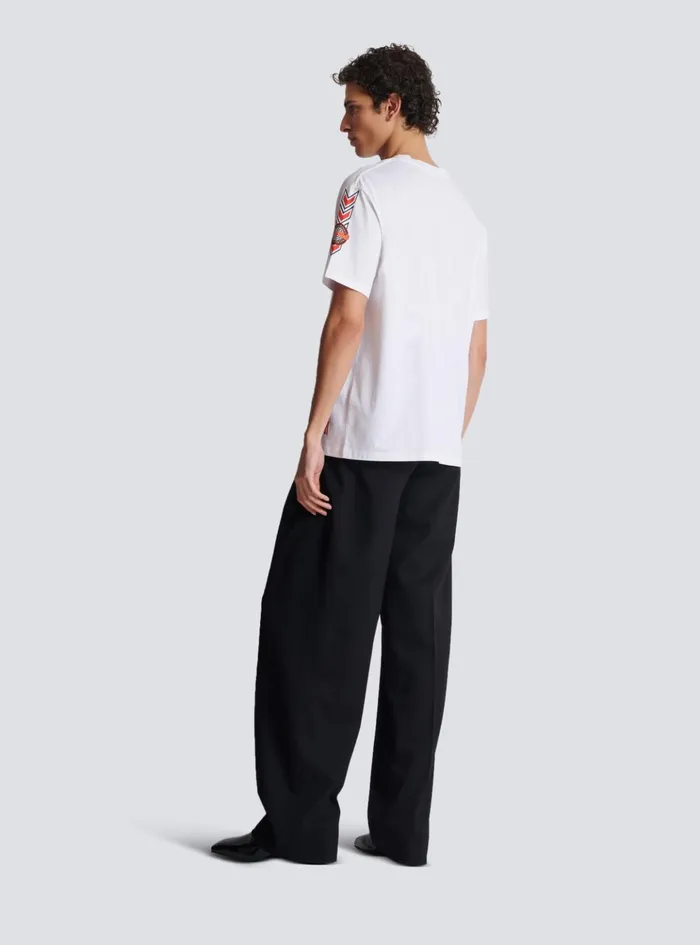 Tshirt With Racing Print White Men Balmain TShirts