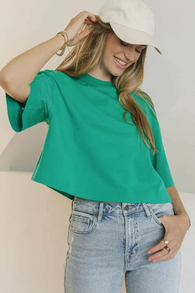 Talia Top In Green Green Women Bohme Tees and Tanks