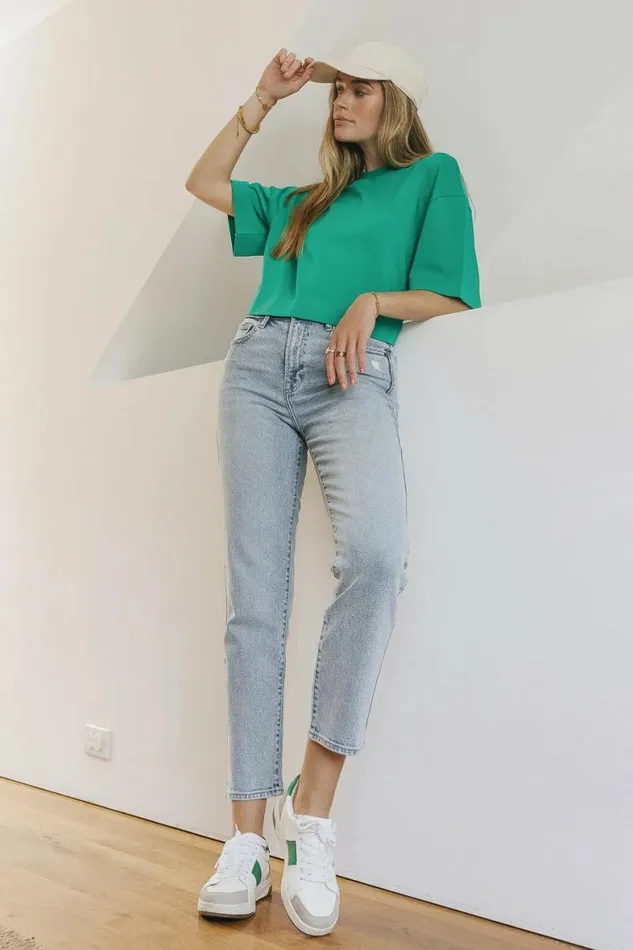 Talia Top In Green Green Women Bohme Tees and Tanks
