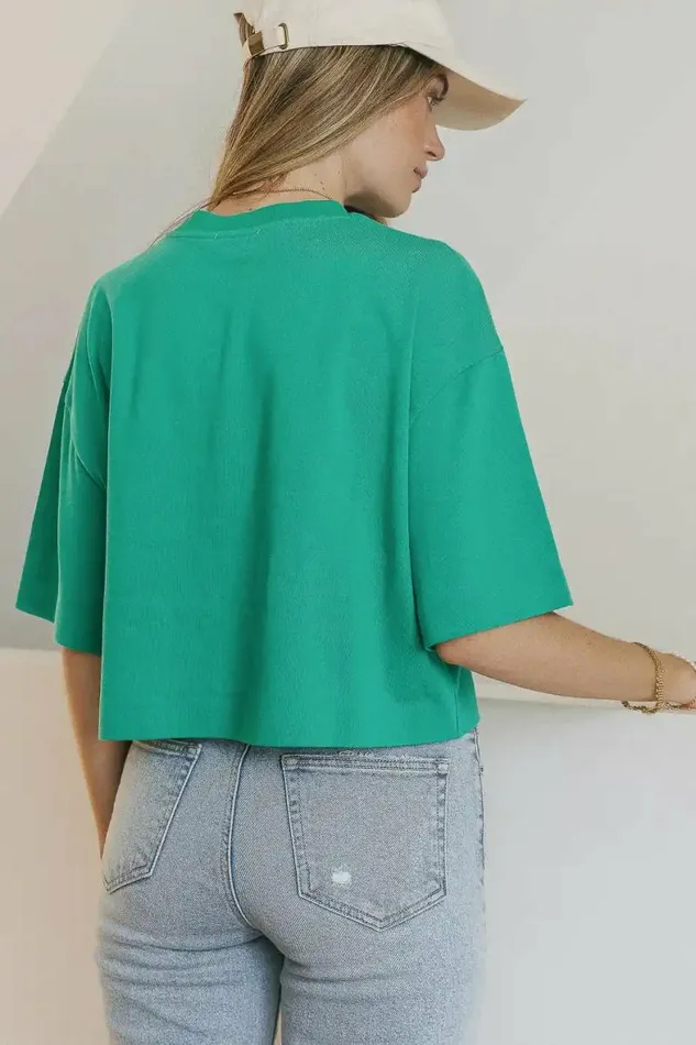 Talia Top In Green Green Women Bohme Tees and Tanks
