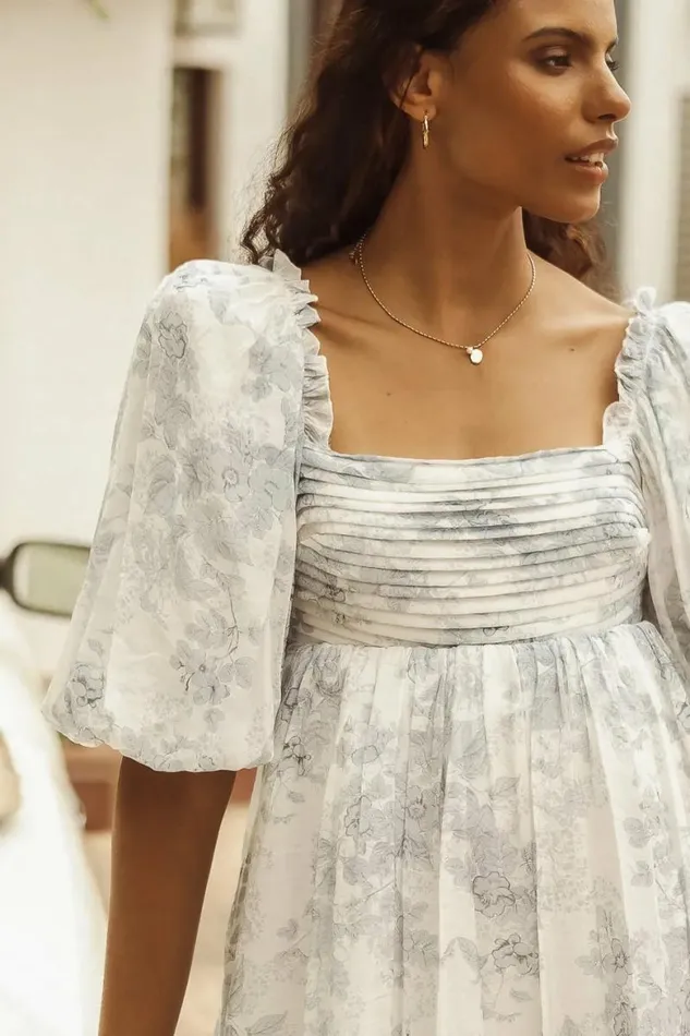 Tanya Floral Mini Dress In Blue Blue Women Bohme Dresses