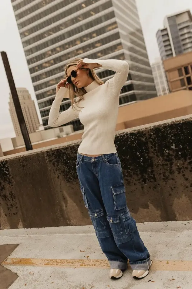 Terrance Mock Neck Sweater In Cream Cream Women Bohme Tops
