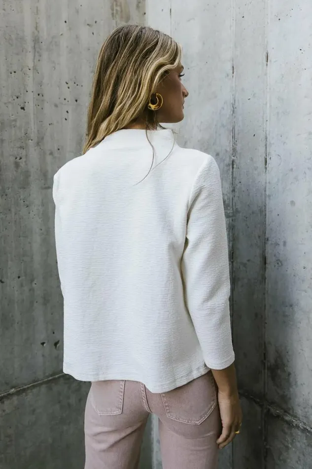 Textured Mock Neck Top In White White Women Bohme Tops