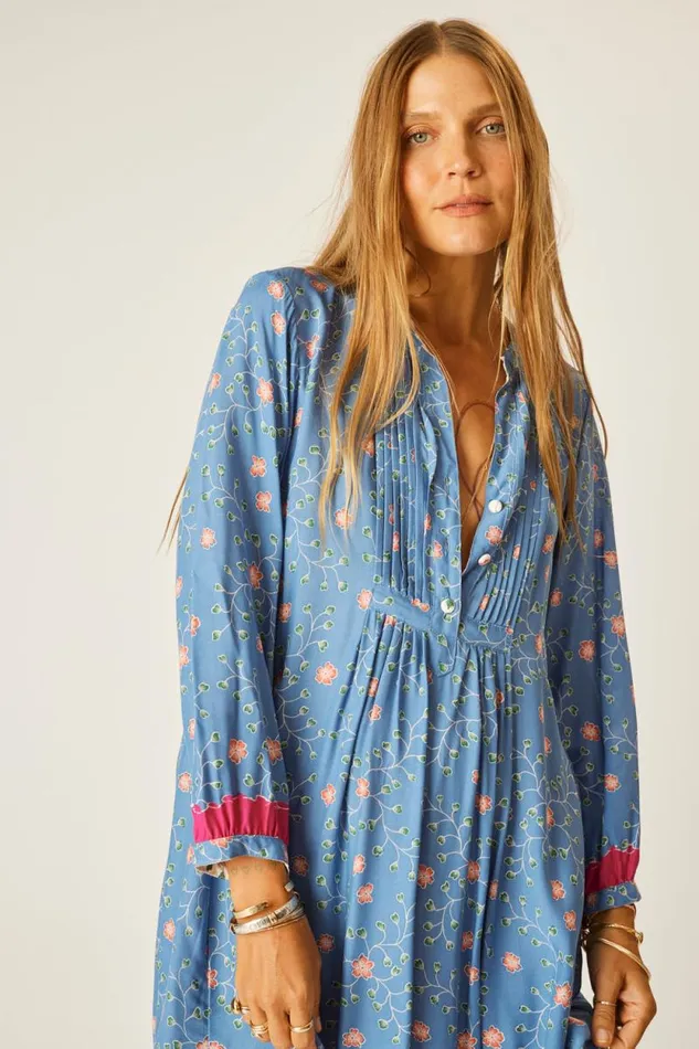The Family Martin Shop Natalie Martin SAMMIE SHORT DRESS Pinwheel Denim