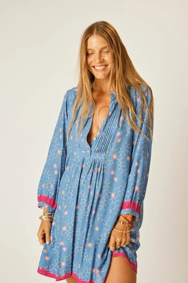 The Family Martin Shop Natalie Martin SAMMIE SHORT DRESS Pinwheel Denim