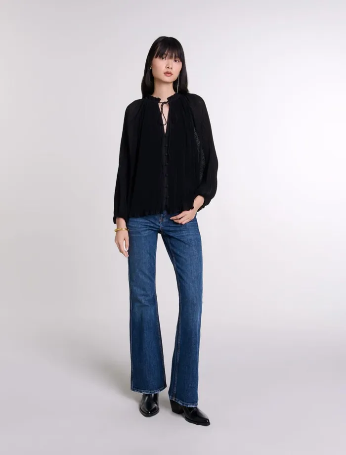 Tops and Shirts Women Maje Pleated Shirt Black