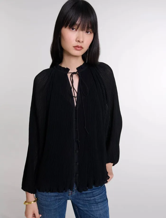Tops and Shirts Women Maje Pleated Shirt Black